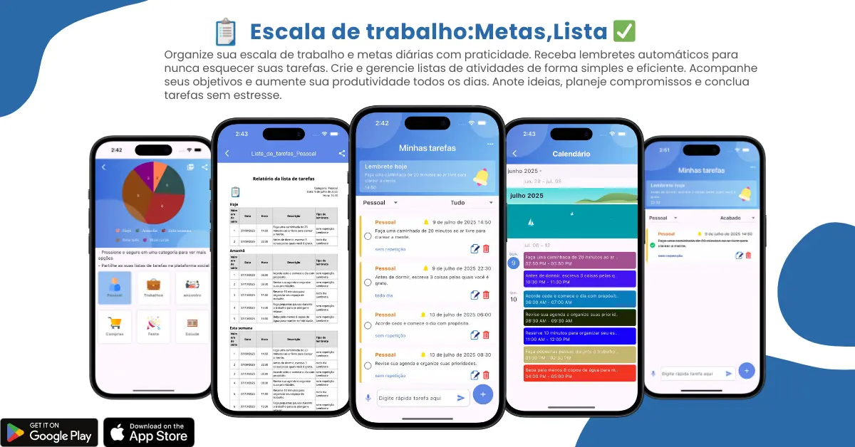 Gerenciador de tarefas, organizador de tarefas e listas de tarefas para planejar e aumentar sua produtividade diária.